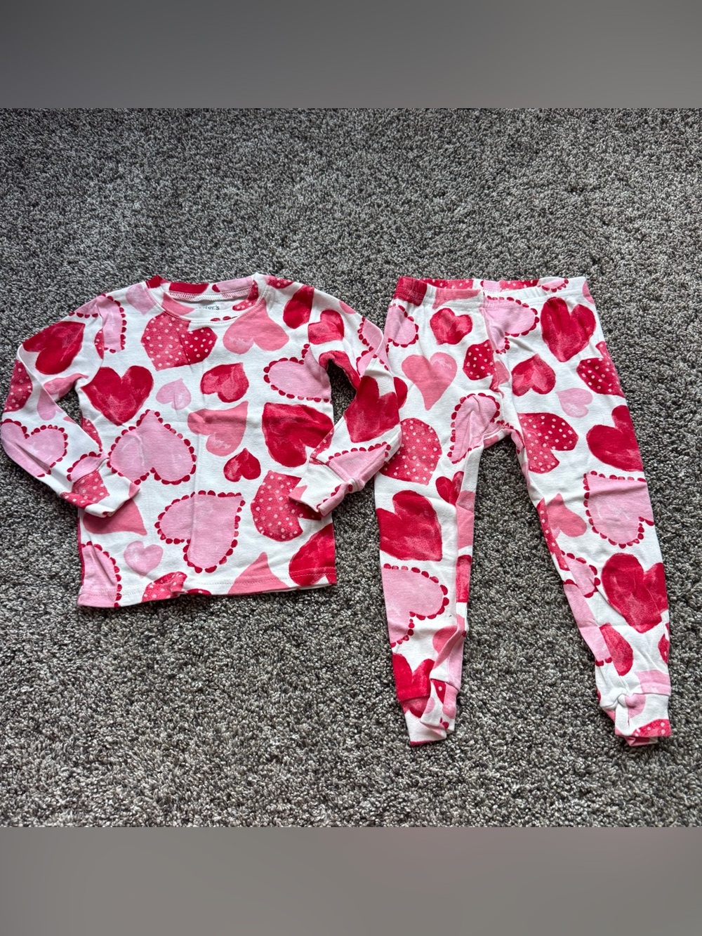 Kids Pink and Red Heart Pajama Set